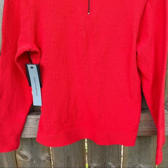 Classiques Entier Sweater Red Textured Stretch Partial Back Zip NWT XS Holiday - Picture 6 of 10